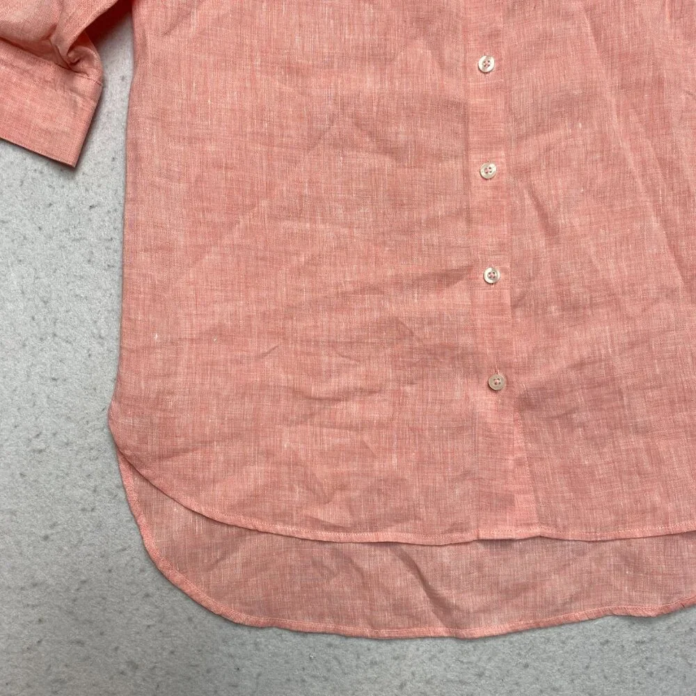 Chicos No Iron Tunic Shirt Women's 1 Salmon 3/4 Sleeve 100% Linen Blouse Dress - Picture 5 of 10